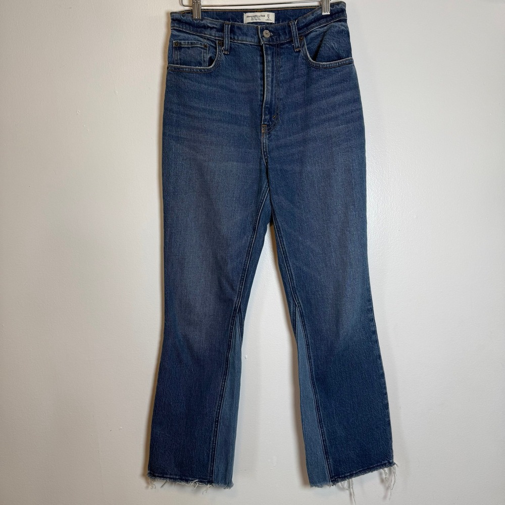 Abercrombie & Fitch‎ Kick Flare Jeans Y2K 27/4L Blue Ultra High Rise Two Tone